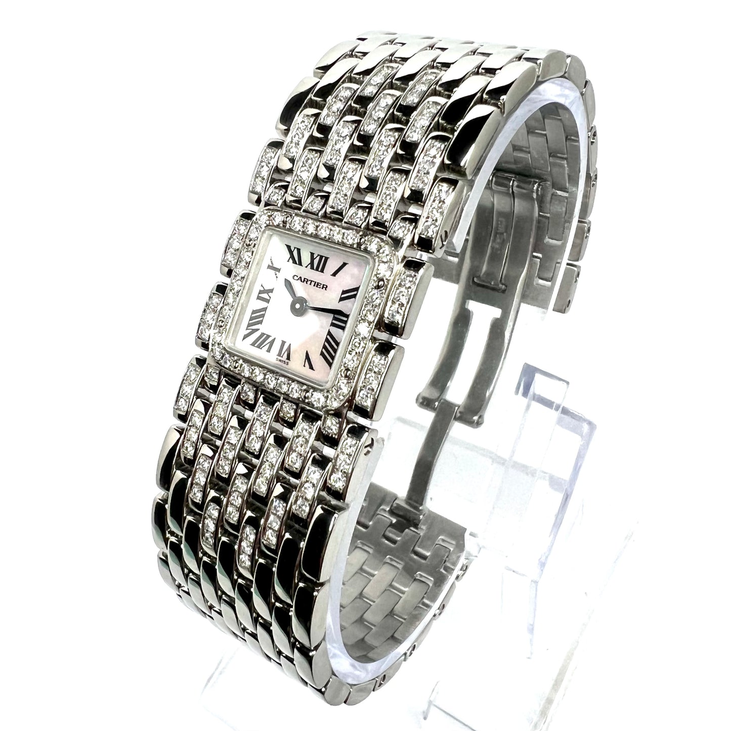 CARTIER PANTHERE RUBAN Quartz 21mm Steel 1.32TCW DIAMOND Watch