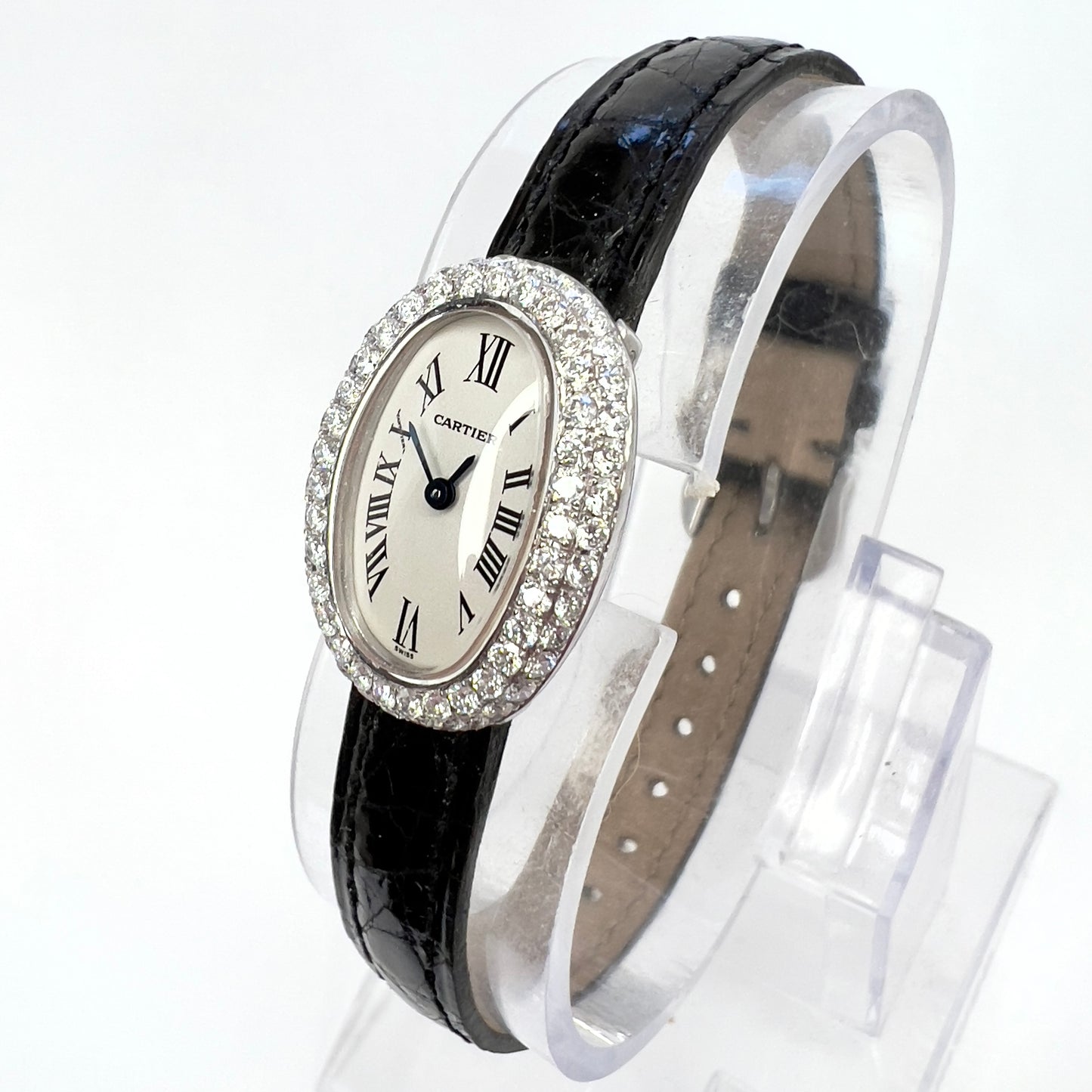 CARTIER BAIGNOIRE Mini 18K White Gold Diamond Watch