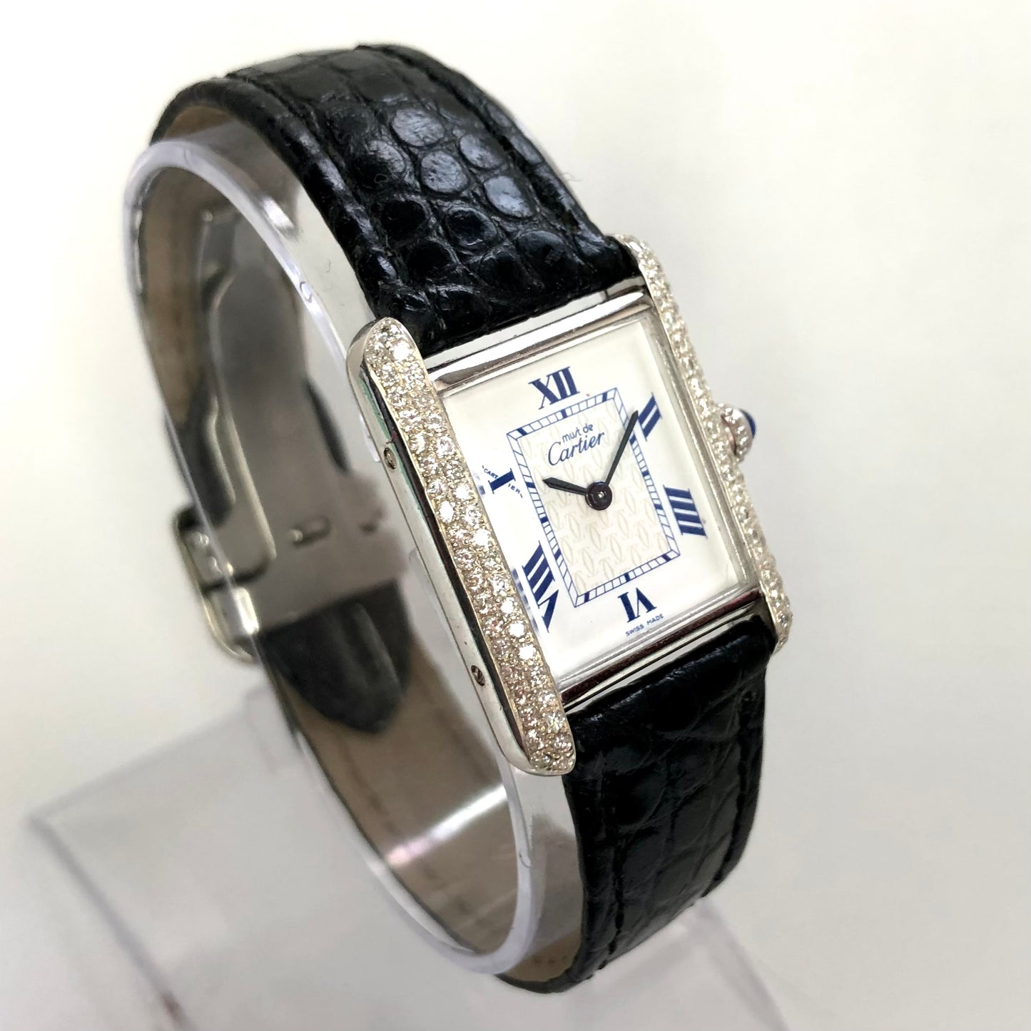 CARTIER TANK Quartz 22mm Silver 0.63TCW Diamond Watch