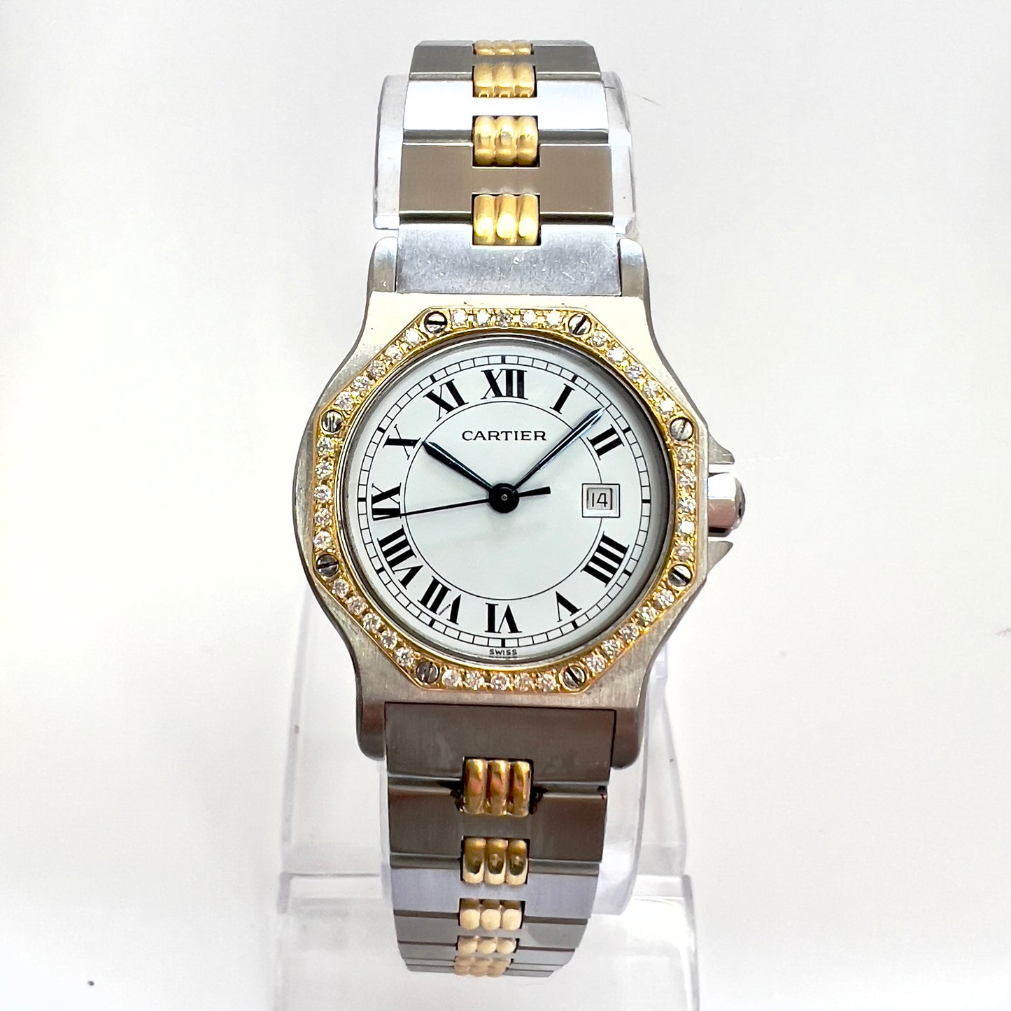 CARTIER SANTOS OCTAGON Automatic 31mm 2 Tone 0.38TCW DIAMOND Watch