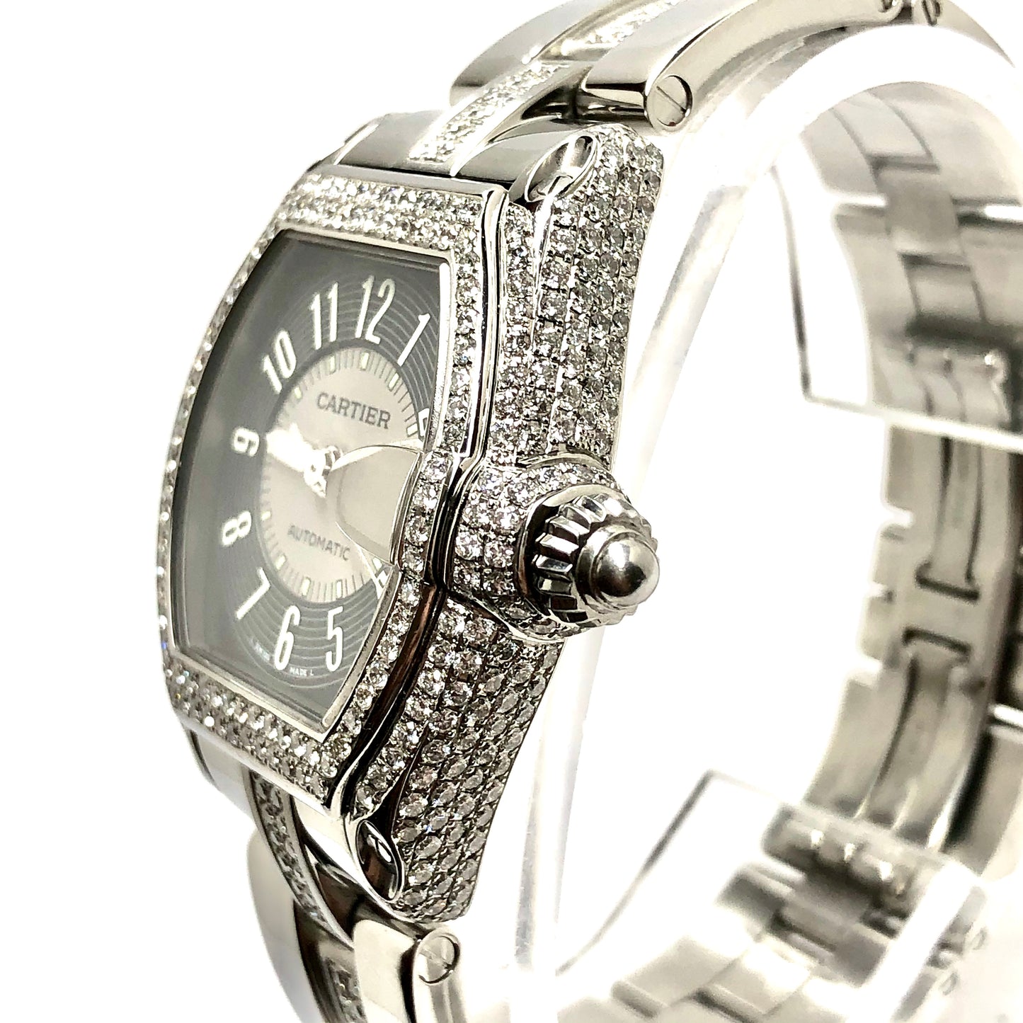 CARTIER ROADSTER 2510 Automatic 38mm Steel 4.92TCW DIAMOND Watch