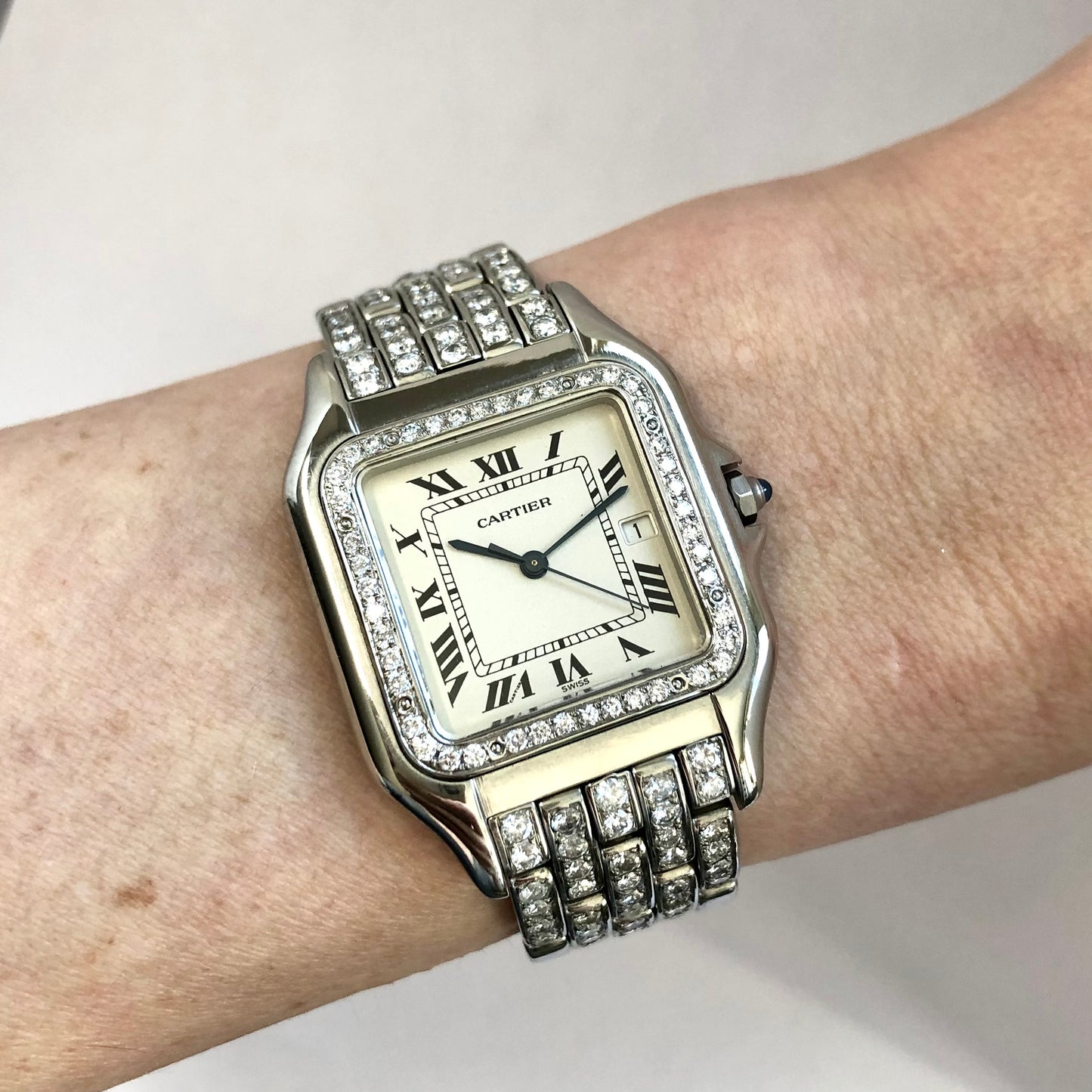 CARTIER PANTHÉRE Quartz 29mm Steel 3.42TCW Diamond Watch