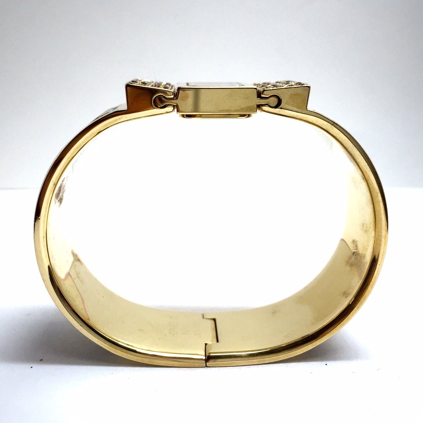 HERMÈS LOQUET 18K Gold-Plated Bracelet Watch w/ Multi-Color SAPPHIRES & DIAMONDS