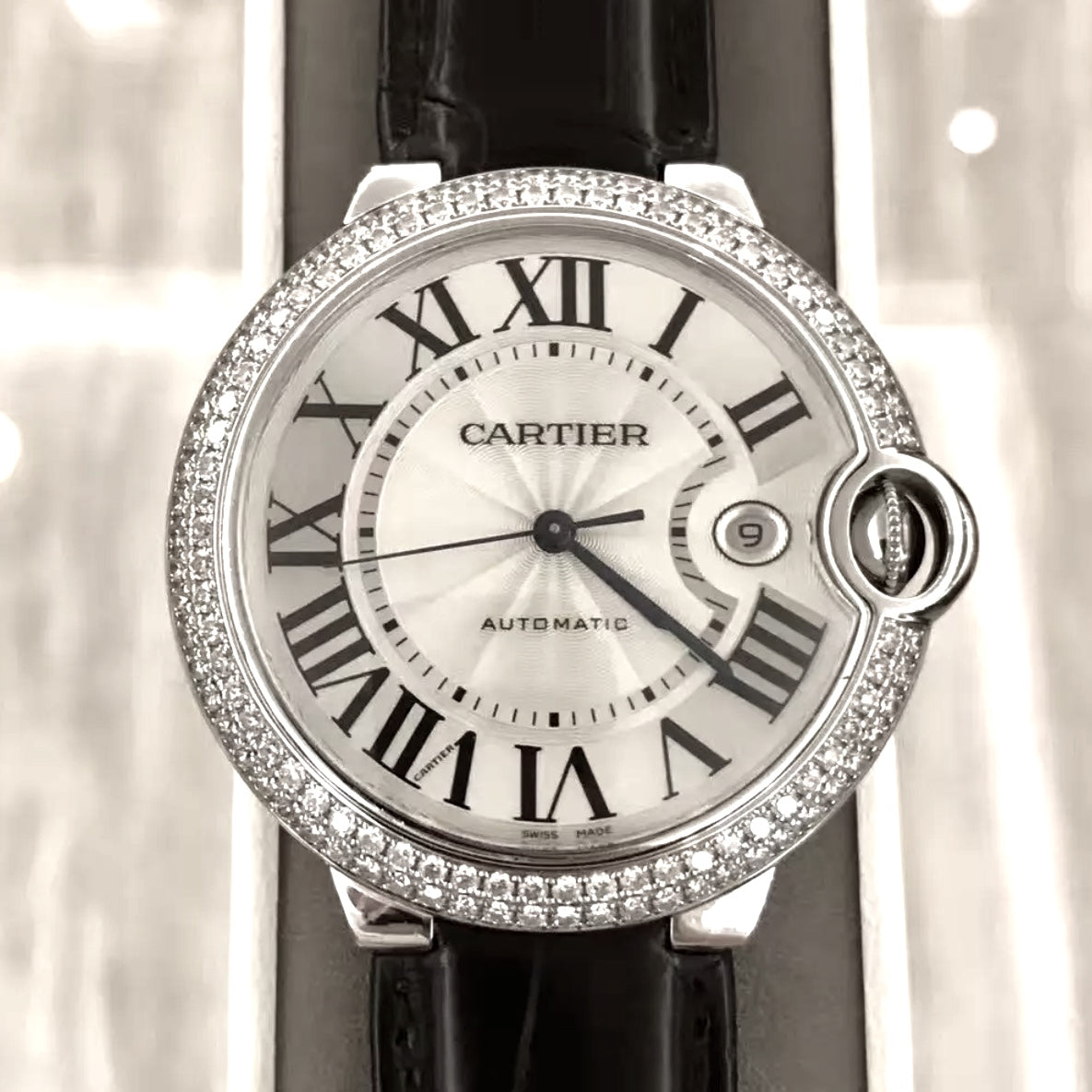 CARTIER BALLON BLEU Automatic 42mm Steel Watch 2TCW+ DIAMONDS Cartier Band