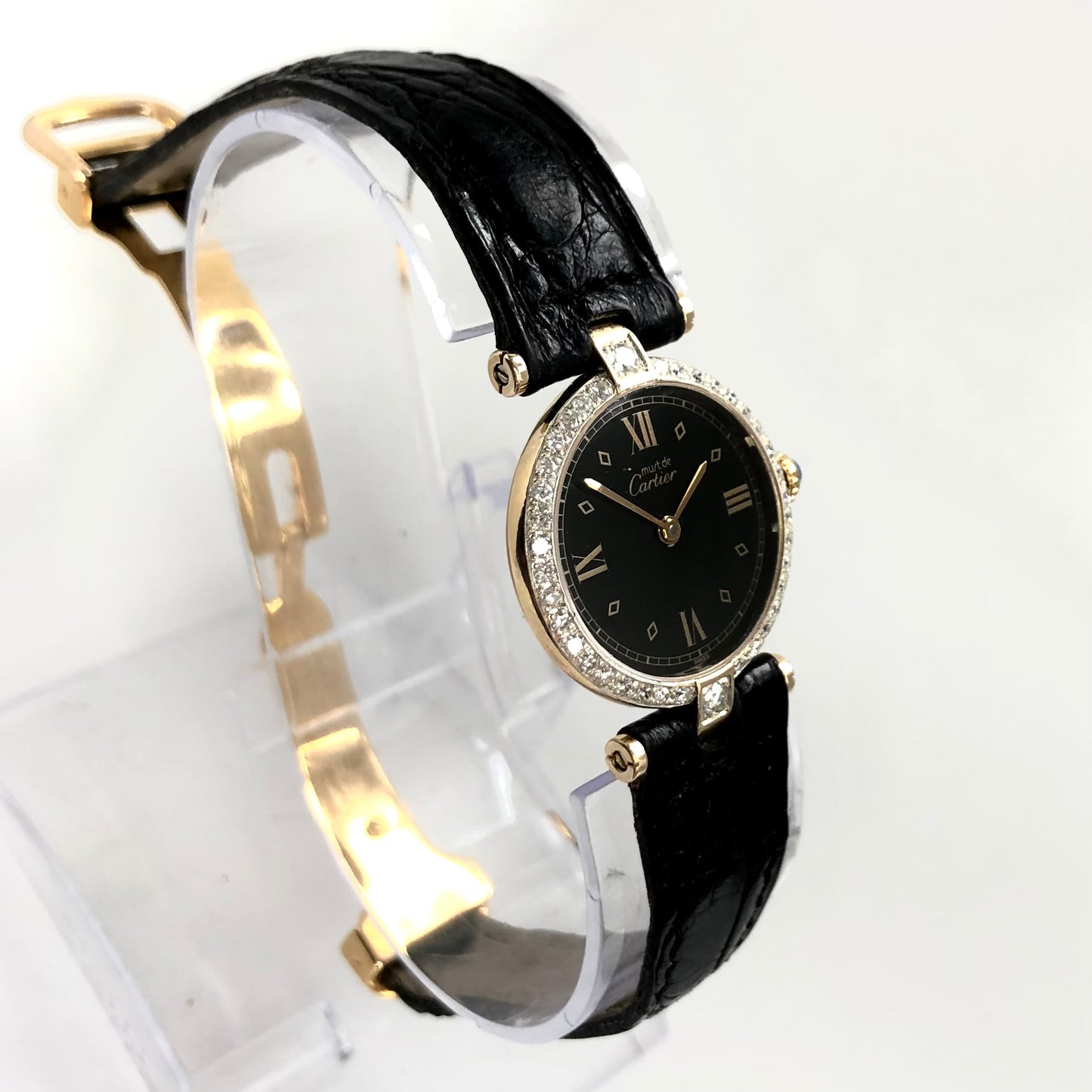 MUST DE CARTIER VERMEIL Quartz 24mm GP Argent 0.58TCW Diamond Watch