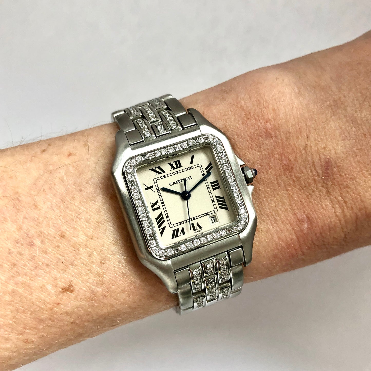 CARTIER PANTHERE Quartz 27mm Steel 1.5TCW Diamond Watch