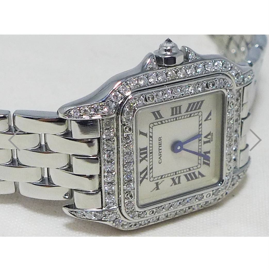 CARTIER PANTHERE 23mm Quartz Steel ~1TCW DIAMOND Watch