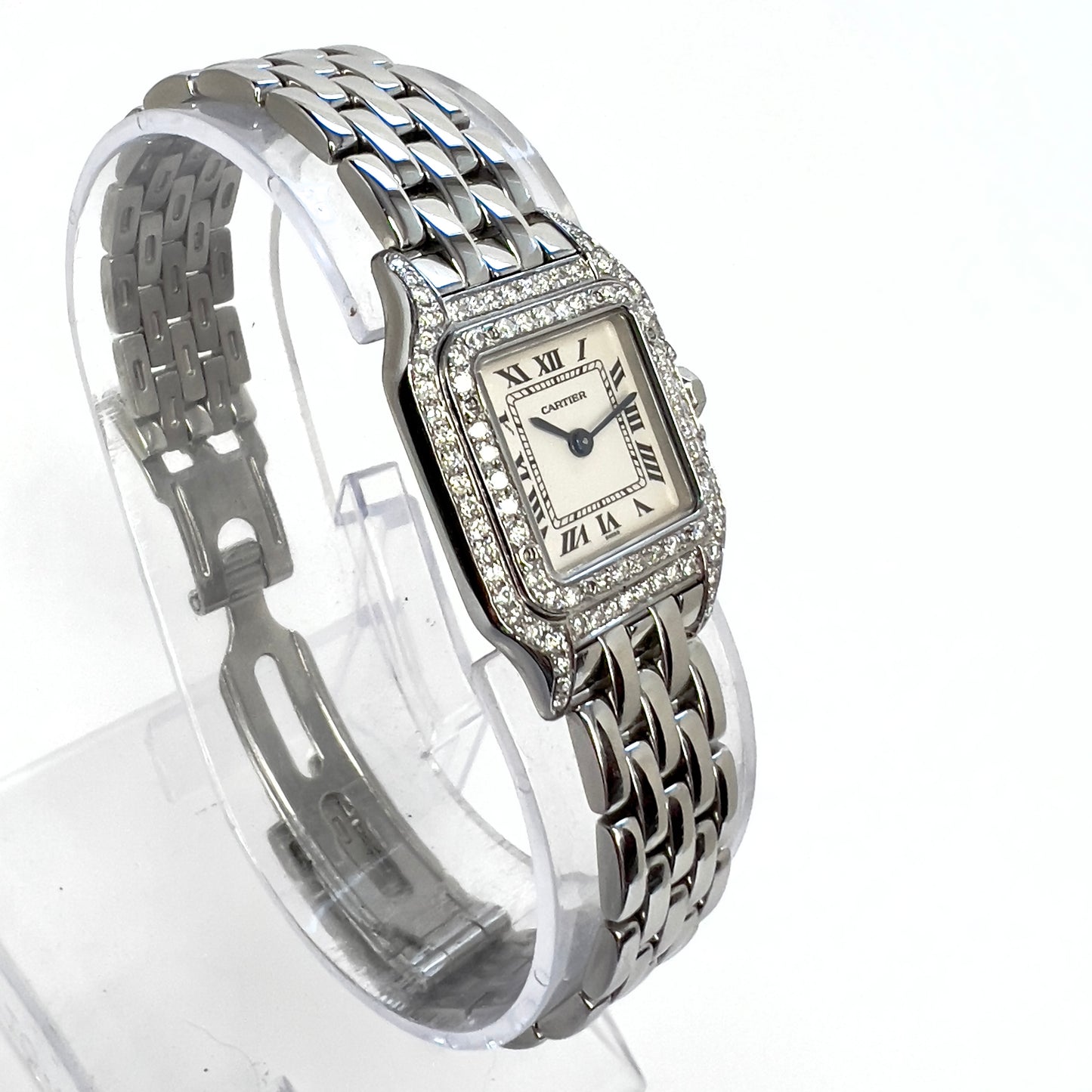 CARTIER PANTHERE 23mm Quartz Steel ~1TCW DIAMOND Watch