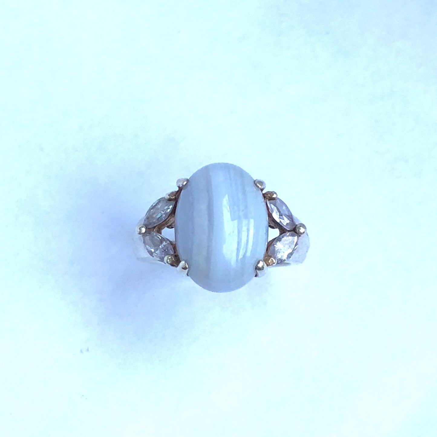 Sterling Silver Purple Gemstone & Purple Crystals Ladies RING 5.12g, Size 6.25