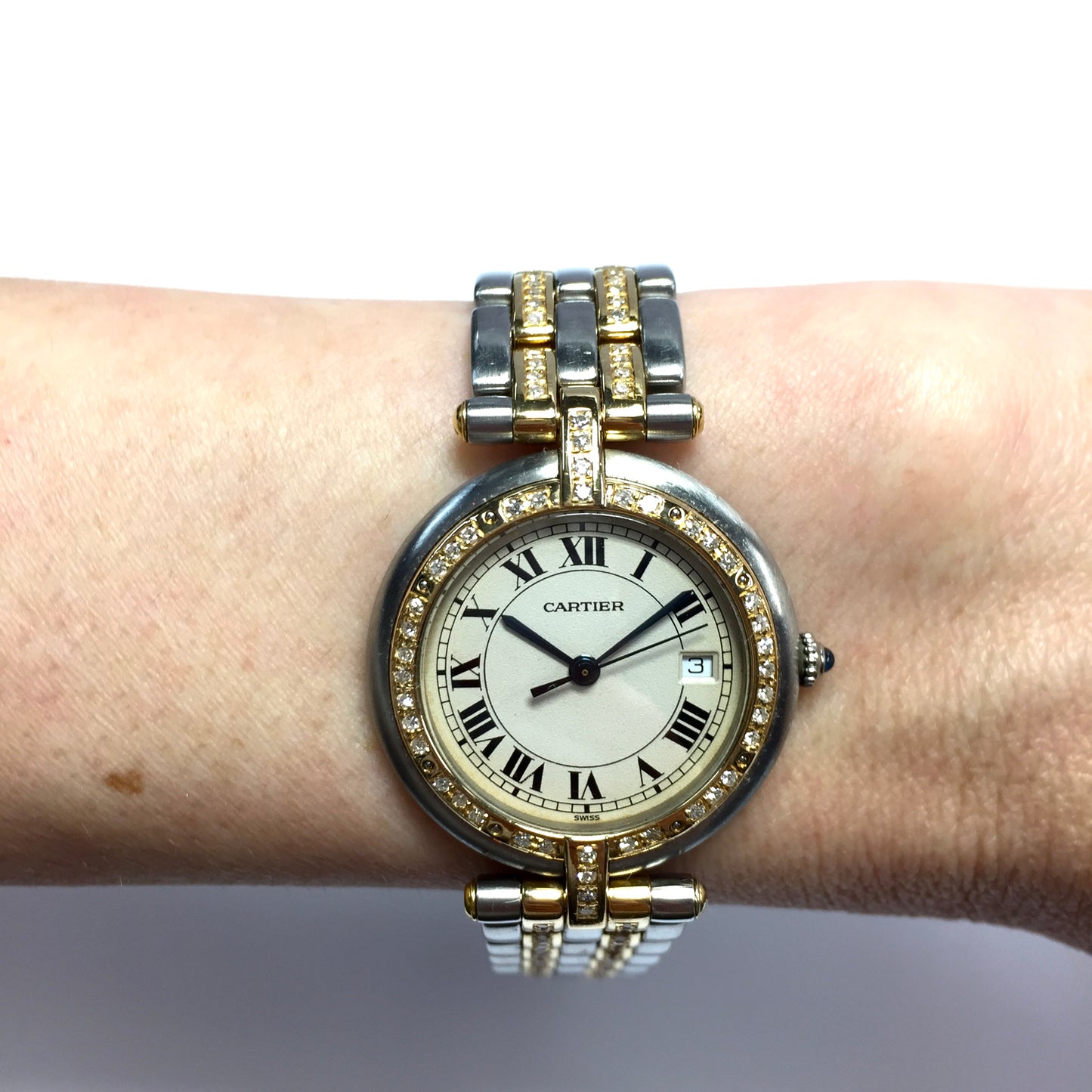 CARTIER PANTHERE VENDOME 30mm Quartz 2 Row Gold 1.4TCW Diamond Watch