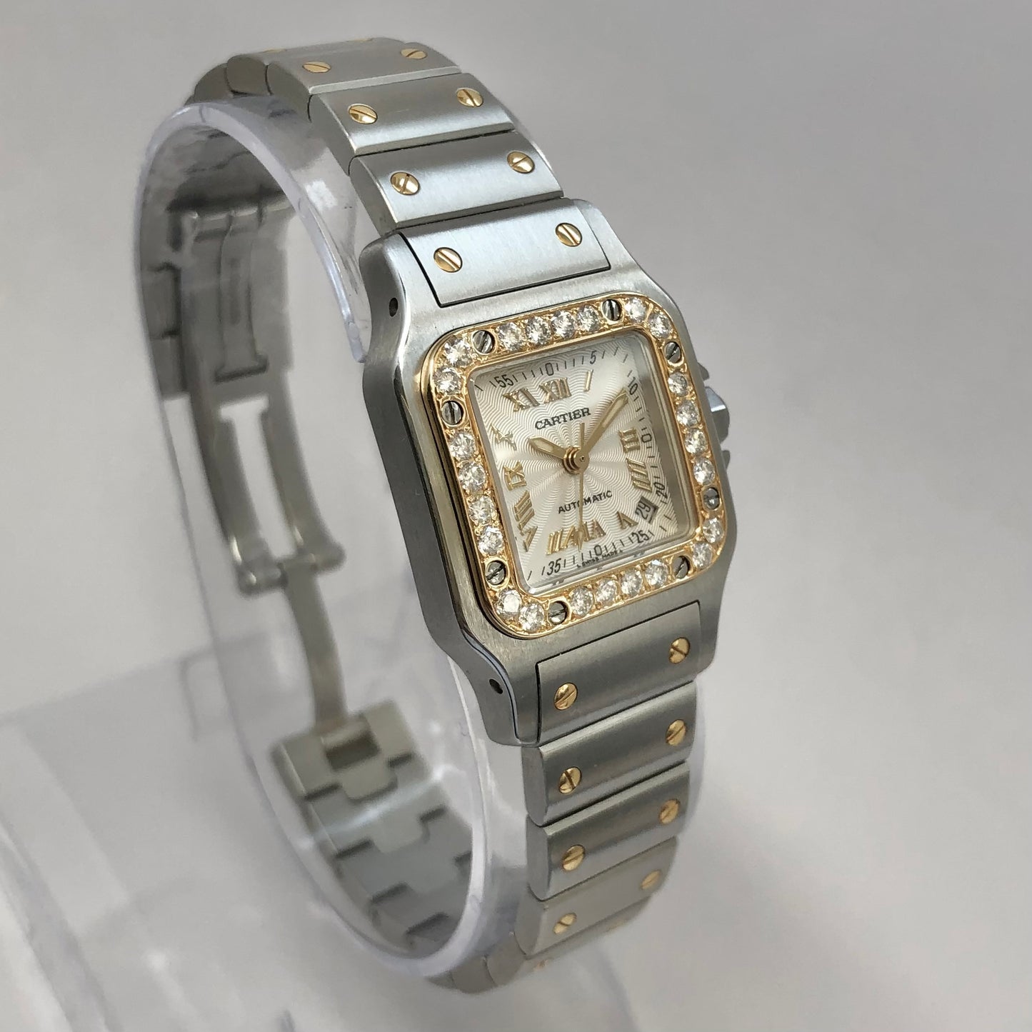 CARTIER SANTOS GALBEE 24mm Automatic 2 Tone 0.69TCW Diamond Watch
