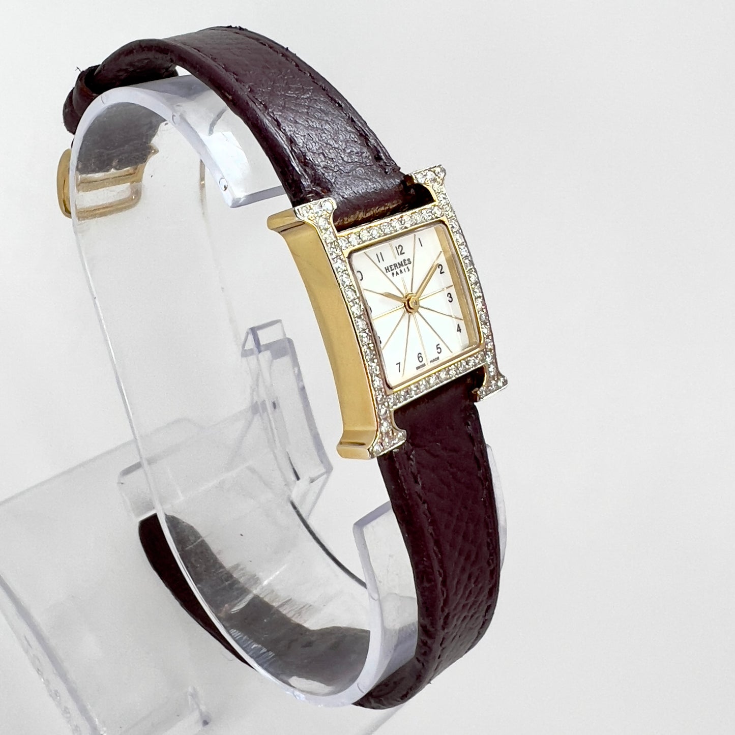 HERMES HEURE H Mini Quartz 20mm Two Tone 0.48TCW DIAMOND Watch