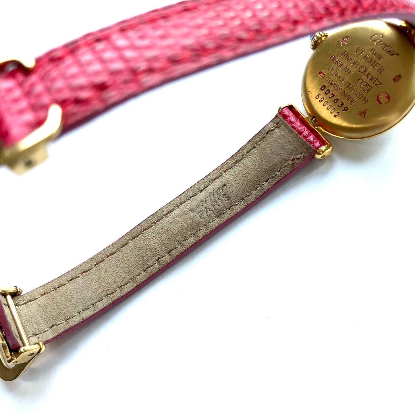 CARTIER VERMEIL COLISÈE Quartz 24mm GoldPlated Silver DIAMONDS
& Red Rubies Watch