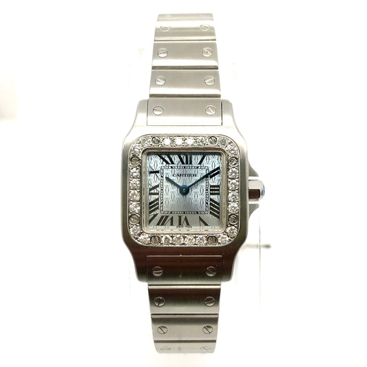 CARTIER SANTOS GALBEE 24mm Quartz Steel 0.65TCW Watch NEW Model
