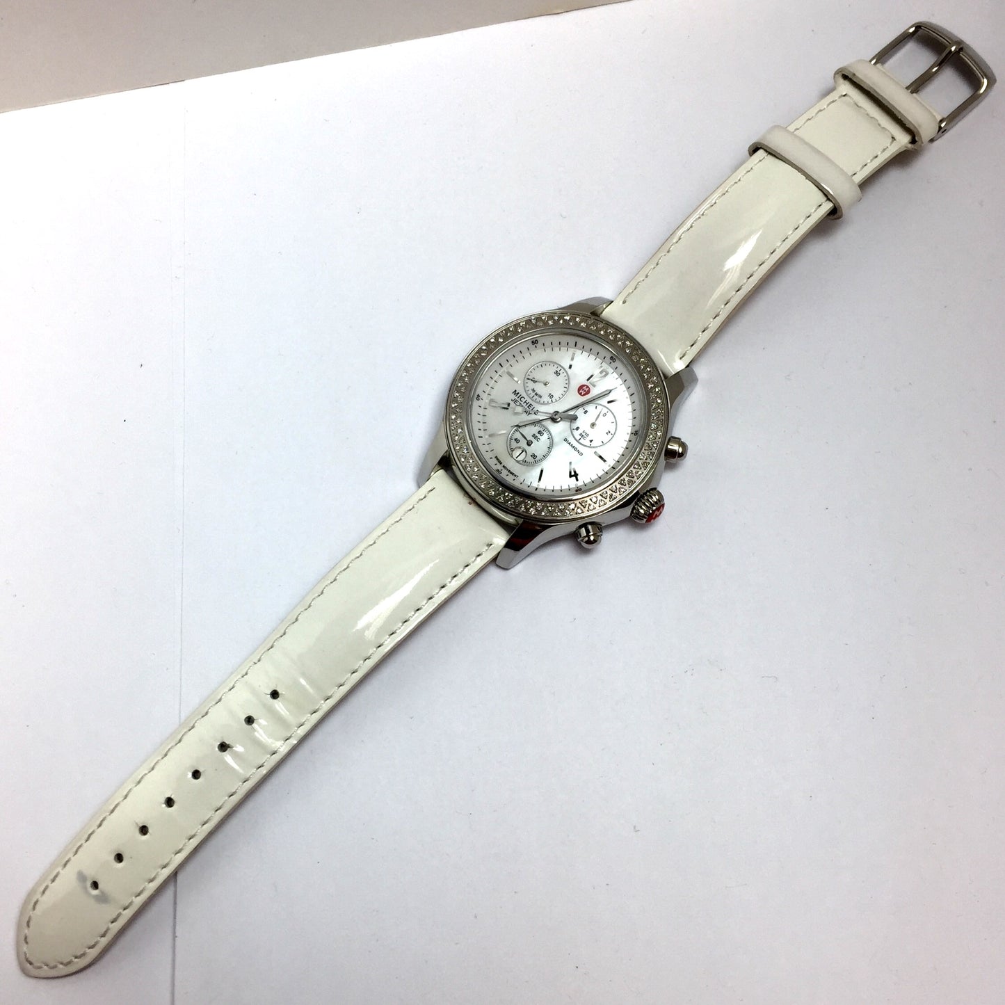 MICHELE JETWAY DIAMOND Chronograph Steel Watch 112 Factory Diamonds Original Band