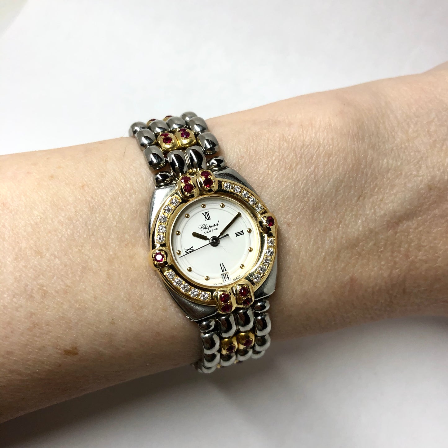 CHOPARD GSTAAD Quartz 24mm 2 Tone Diamonds & Rubies Watch