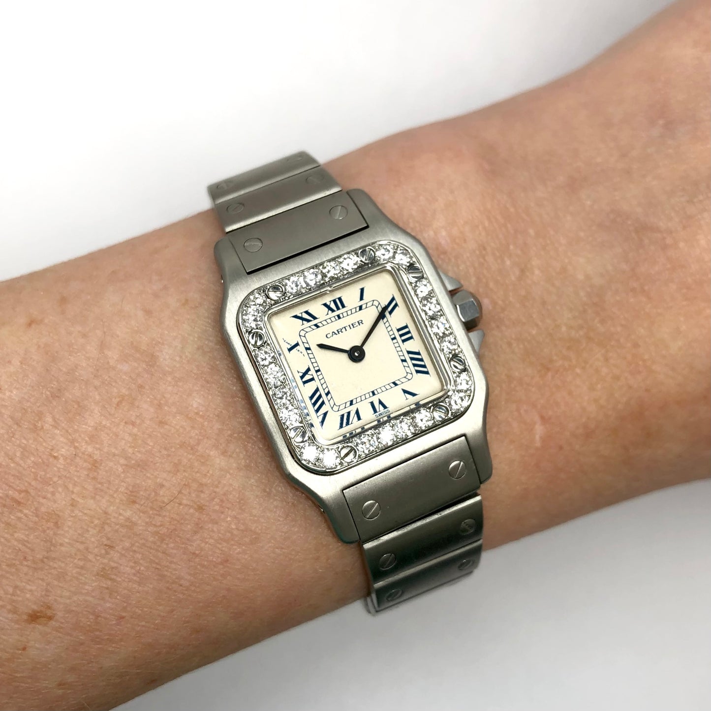 CARTIER SANTOS GALBEE Quartz 24mm Steel 0.69TCW DIAMOND Watch