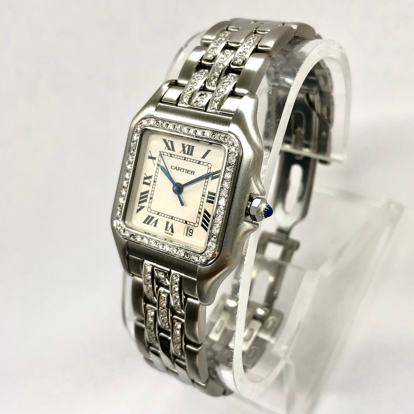 CARTIER PANTHERE Quartz 27mm Steel 1.5TCW Diamond Watch