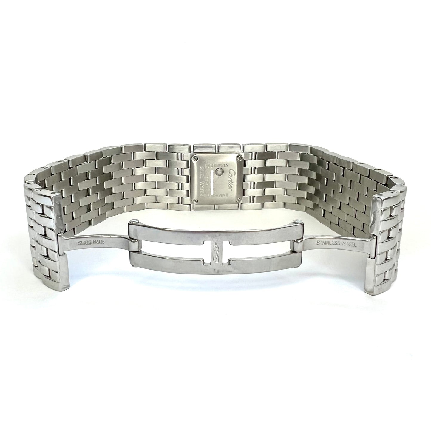 CARTIER PANTHERE RUBAN Quartz 21mm Steel ~1.32TCW DIAMOND Watch Blue MOP Dial