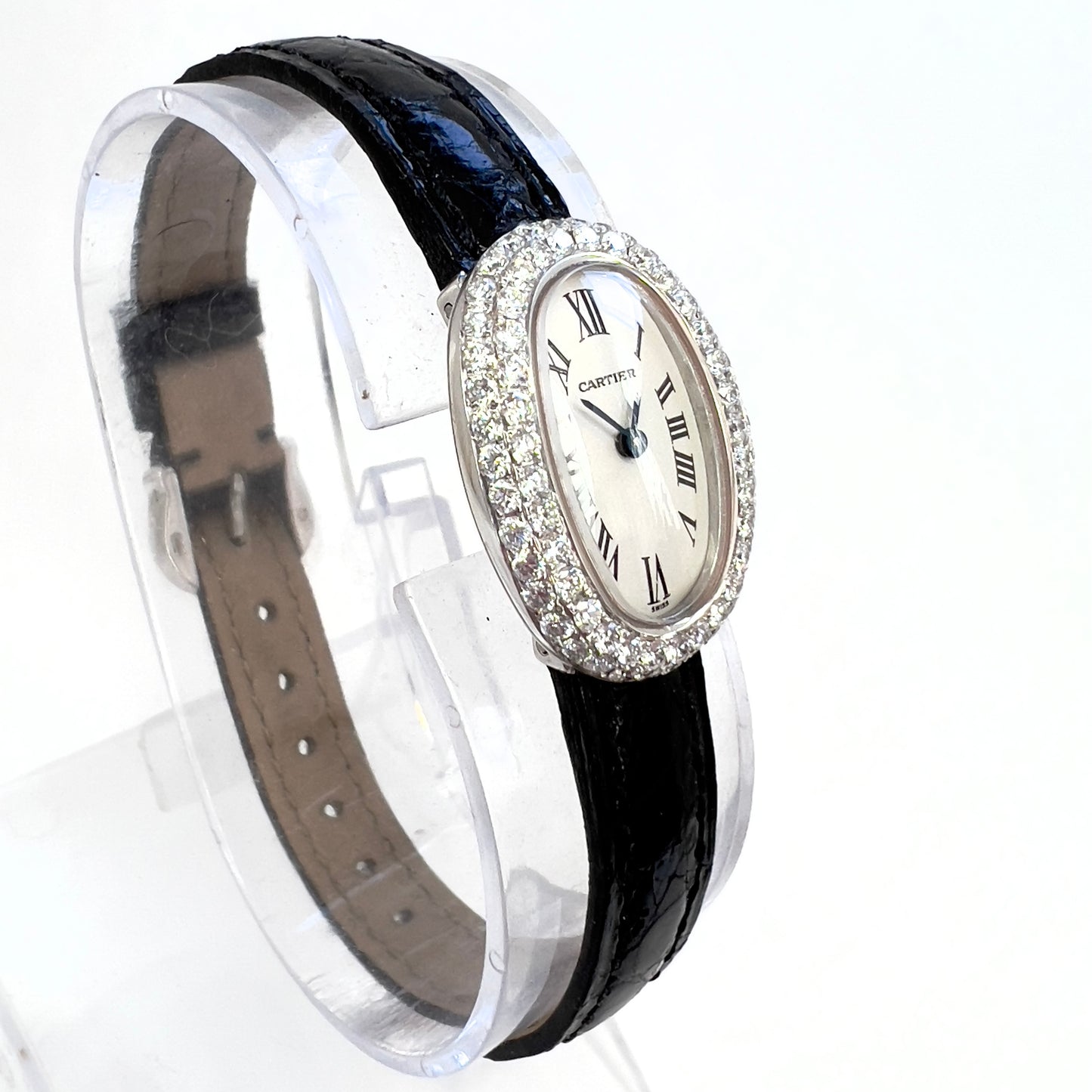 CARTIER BAIGNOIRE Mini 18K White Gold Diamond Watch