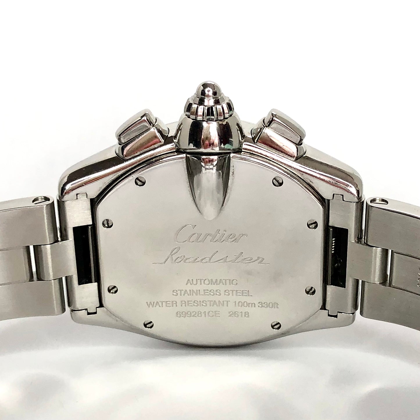 CARTIER ROADSTER Chronograph Automatic 42mm Steel ~2.5TCW DIAMOND Bezel & Bracelet Watch