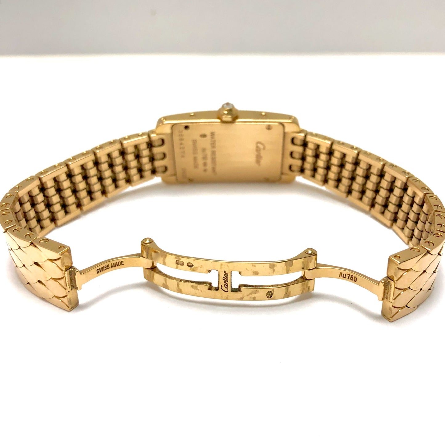 CARTIER Quartz 18K Rose Gold Ladies Watch ALL FACTORY DIAMONDS
