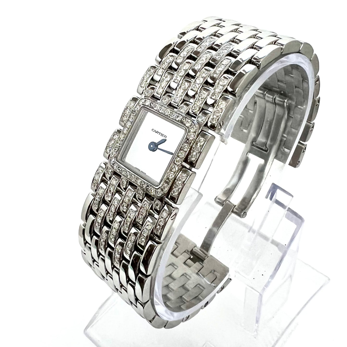 CARTIER Panthere RUBAN Quartz Steel ~1.32TCW DIAMOND Watch