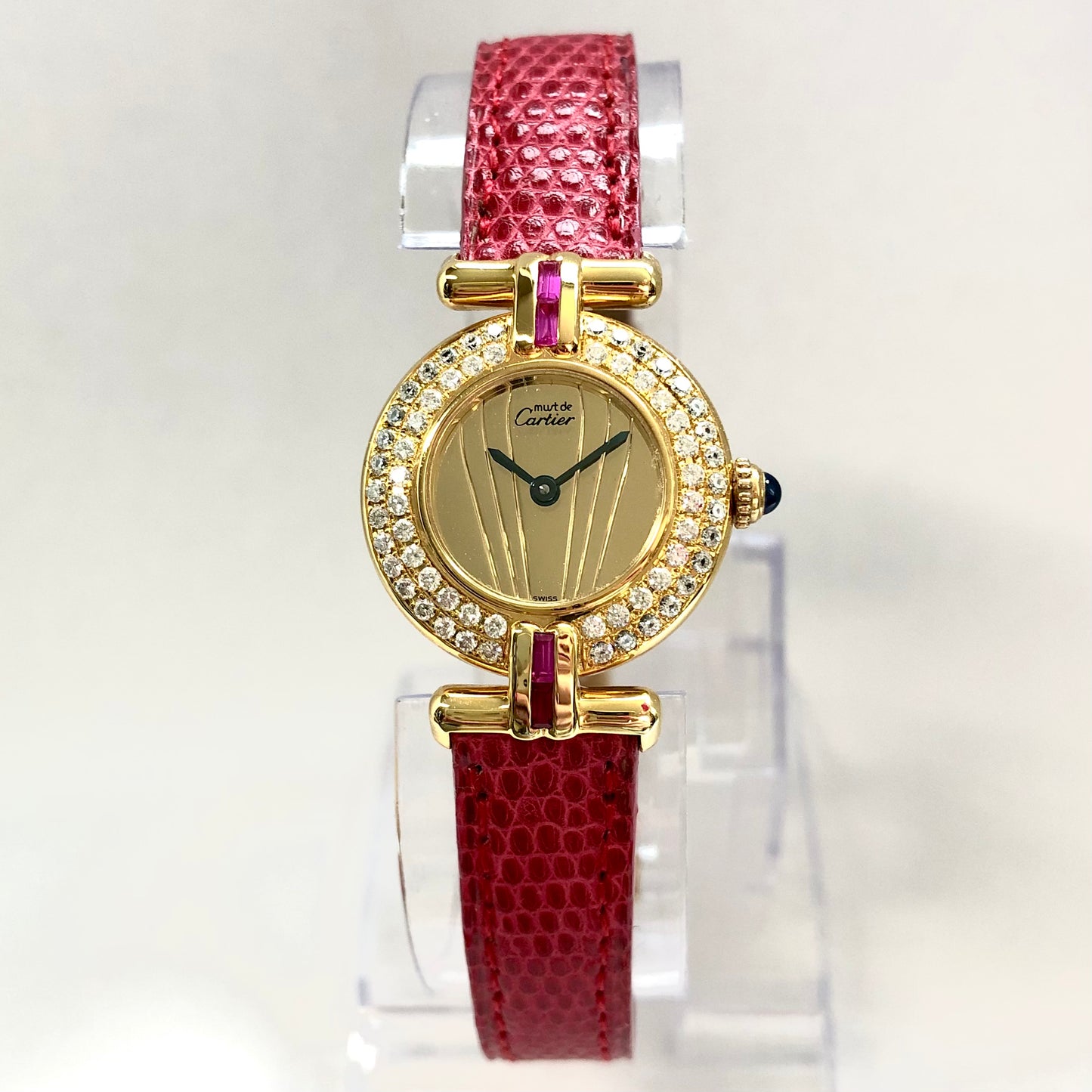 CARTIER VERMEIL COLISÈE Quartz 24mm GoldPlated Silver DIAMONDS
& Red Rubies Watch