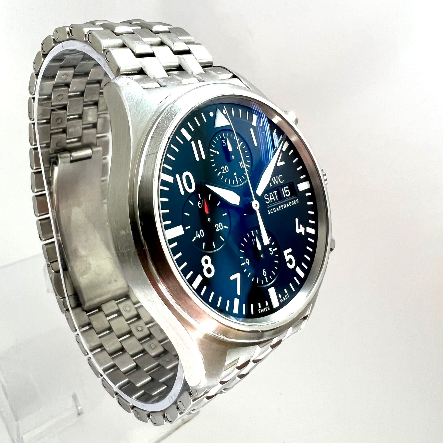 IWC SCHAFFHAUSEN PILOT Chronograph Day Date Automatic 42mm Steel Watch