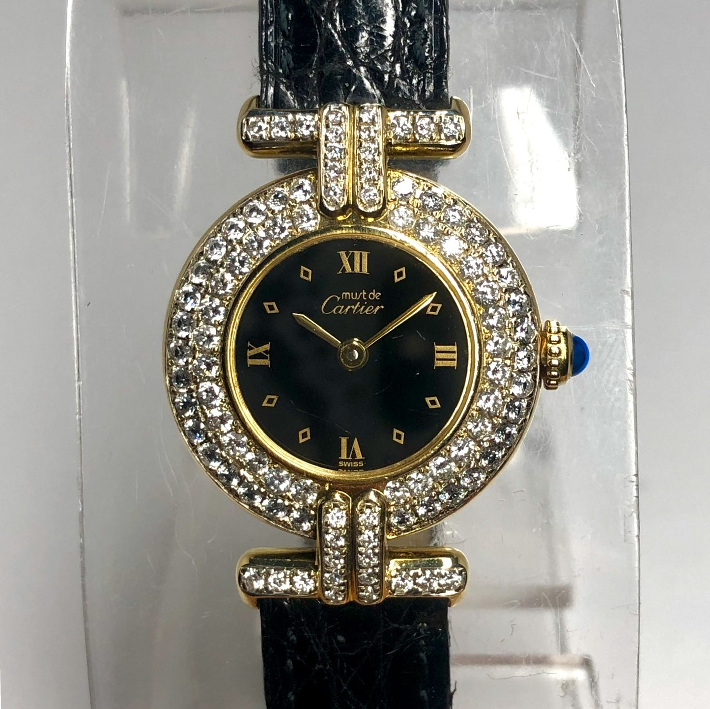 CARTIER VERMEIL COLISÈE 24mm Quartz GoldPlated Silver DIAMOND Watch