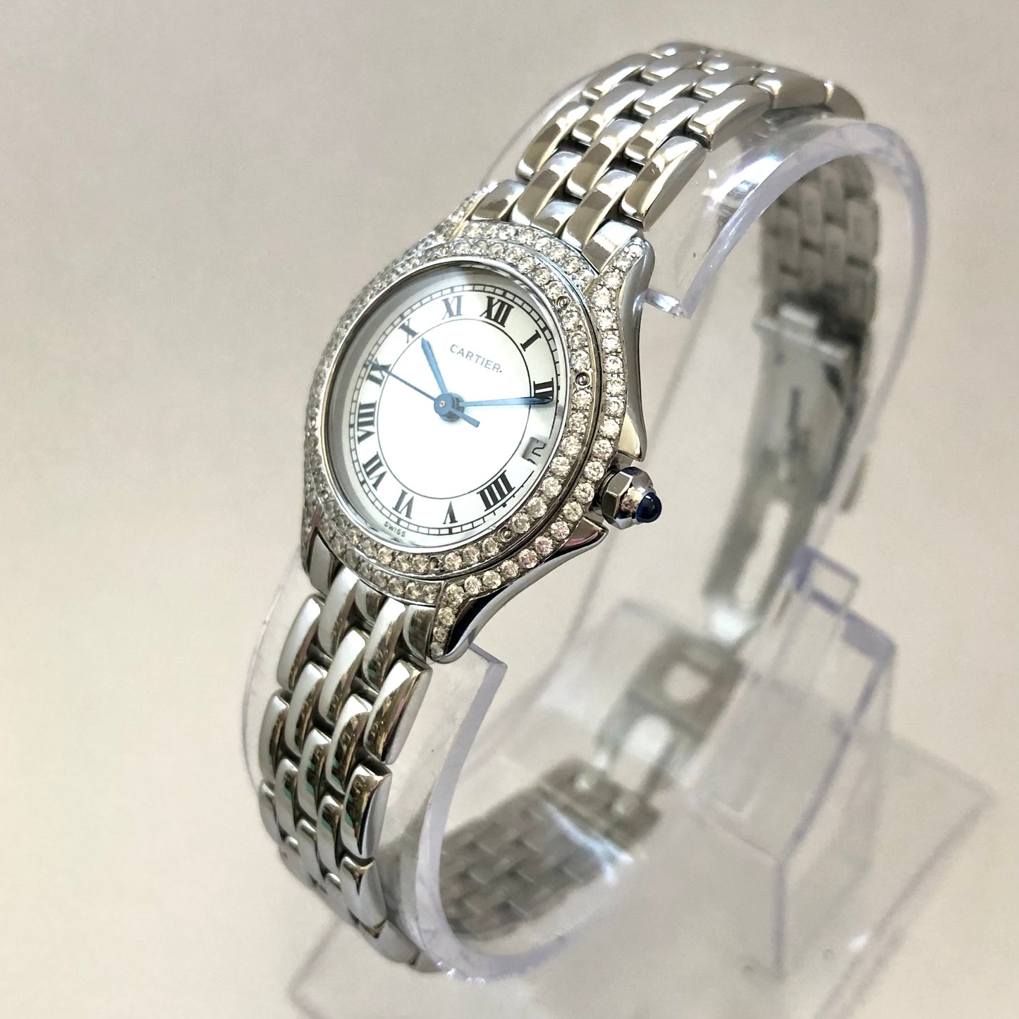 CARTIER COUGER 27mm Steel ~0.62TCW Diamond Watch
