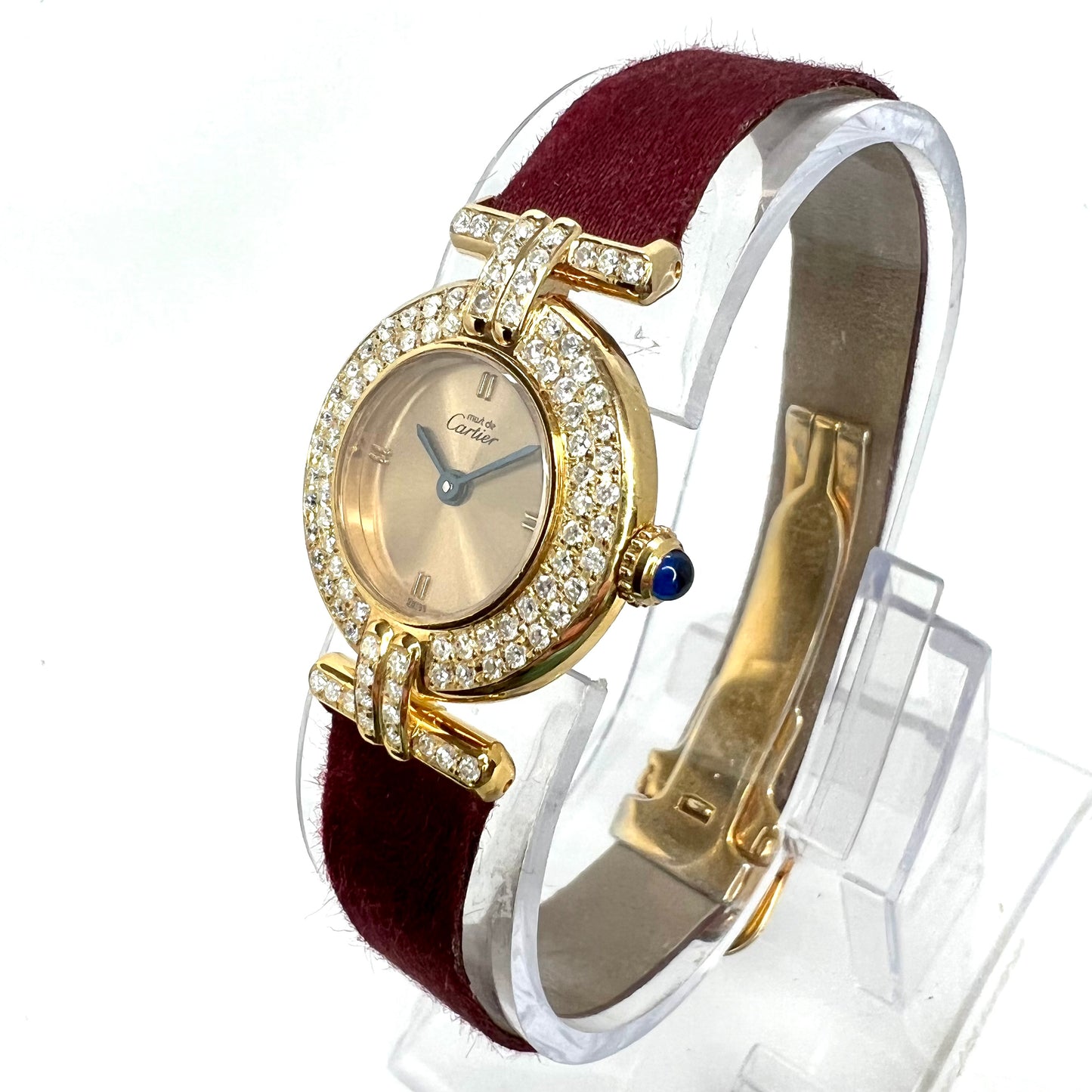 MUST DE CARTIER VERMEIL COLISÈE Quartz 24mm GP Silver 0.89TCW DIAMOND Watch