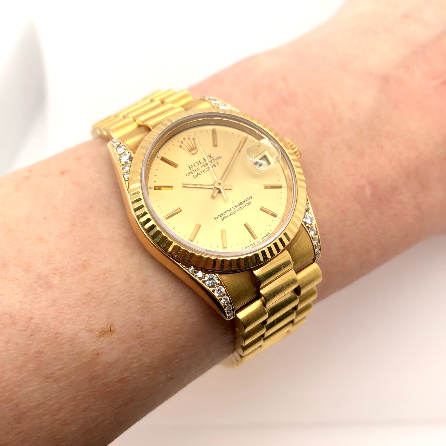 ROLEX DATEJUST PRESIDENTIAL 31mm 18K Yellow Gold Watch FACTORY DIAMONDS