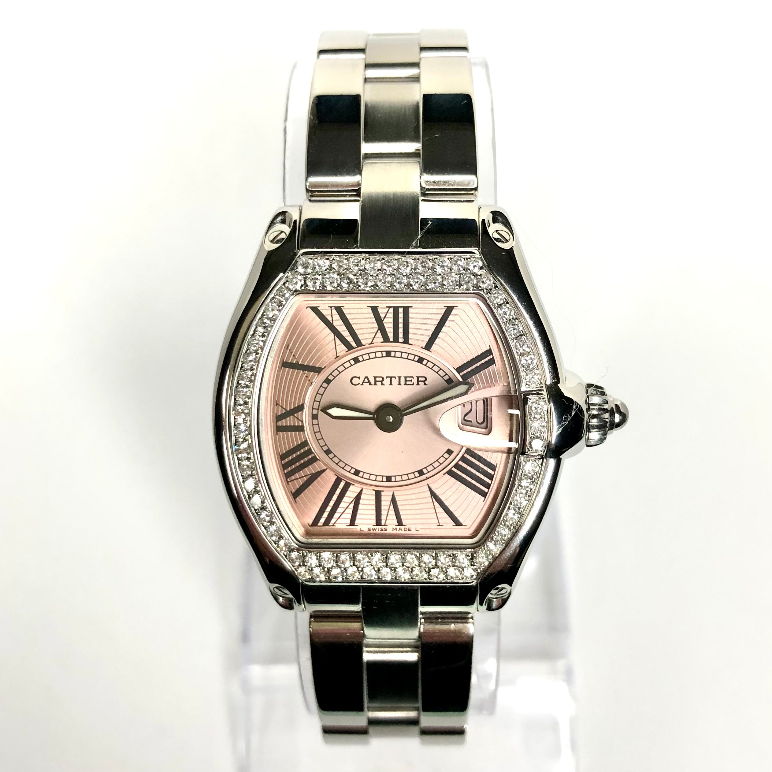 CARTIER ROADSTER Quartz 31mm Steel 0.75TCW DIAMOND Watch NATILUXIA