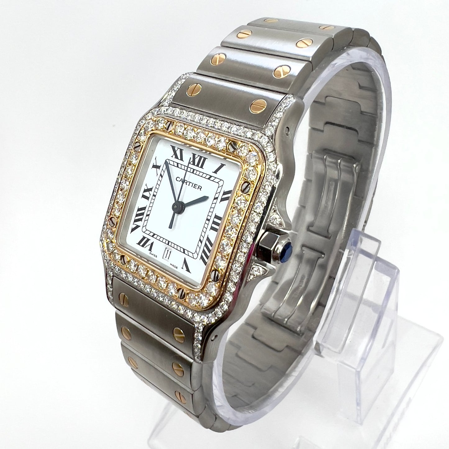 CARTIER SANTOS GALBEE 29mm Quartz 2 Tone 1.70TCW Diamond Watch NEW Model