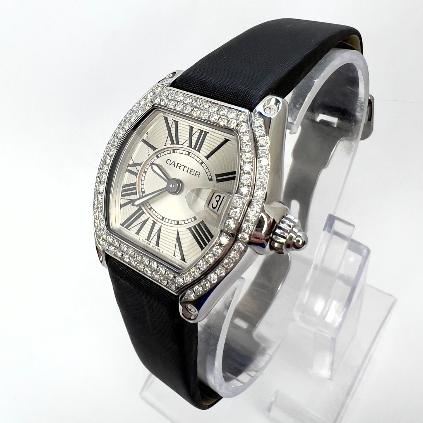 CARTIER ROADSTER Quartz Steel 31mm 1.15TCW DIAMOND Watch