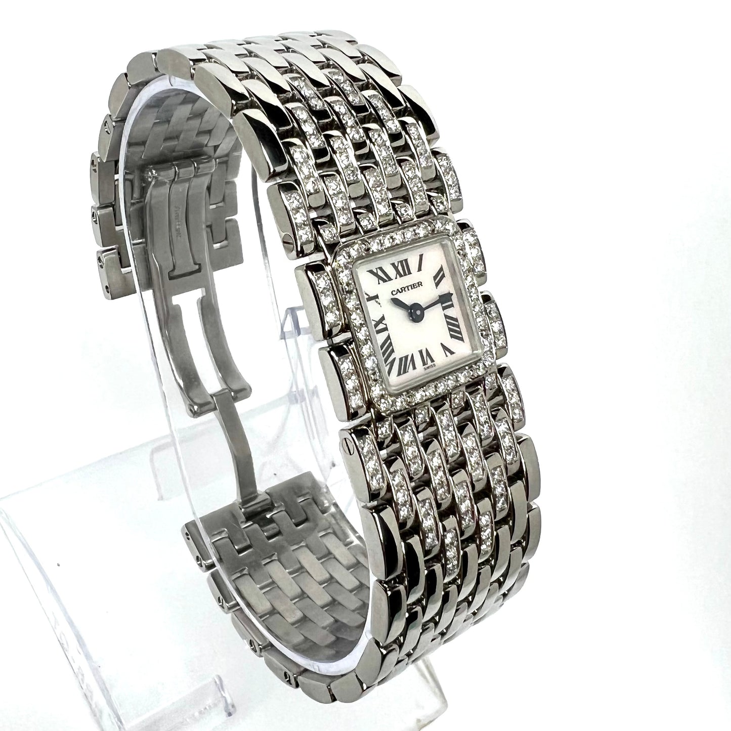 CARTIER PANTHERE RUBAN Quartz 21mm Steel 1.32TCW DIAMOND Watch