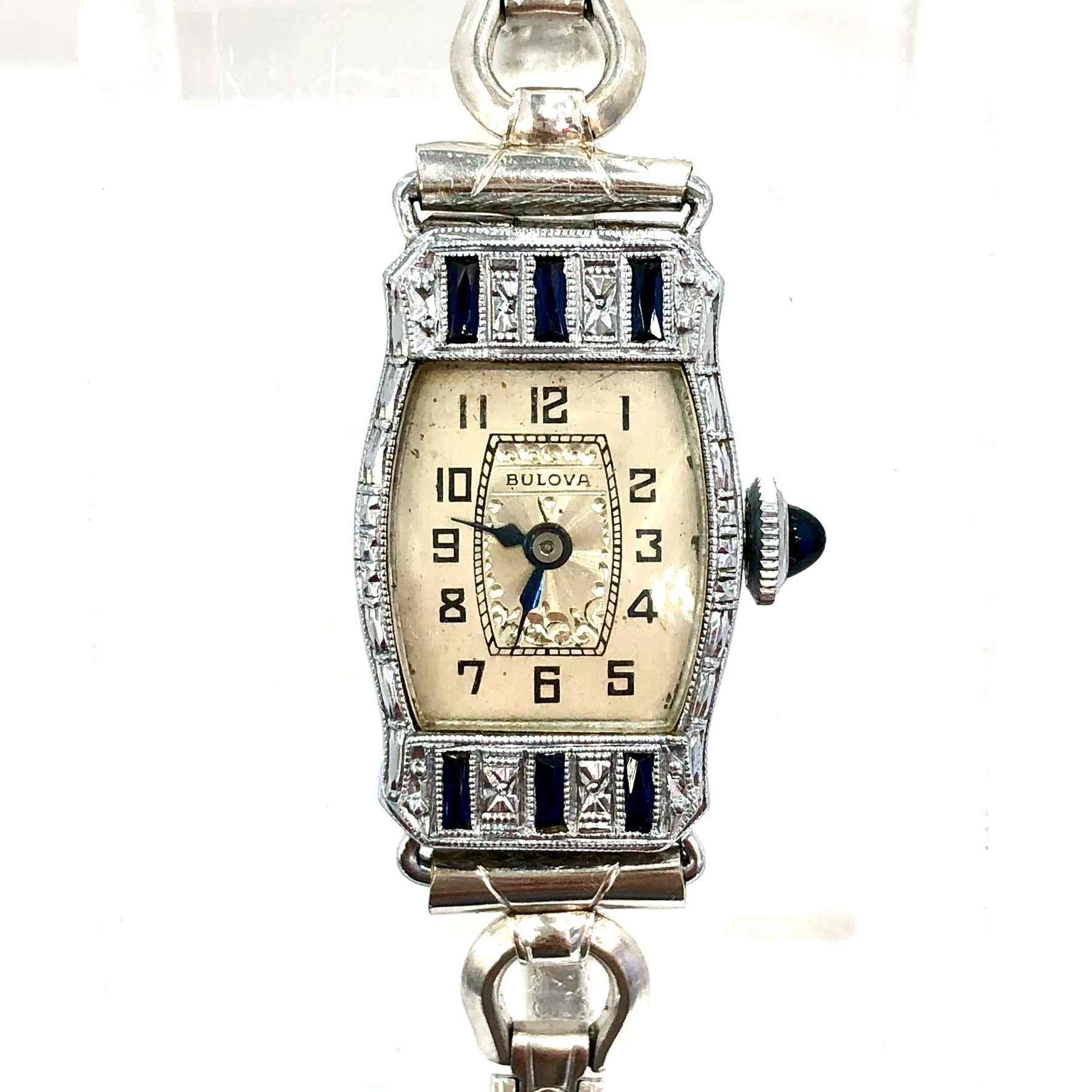 BULOVA Hand Wind 14K White Gold Steel Ladies Watch FACTORY
