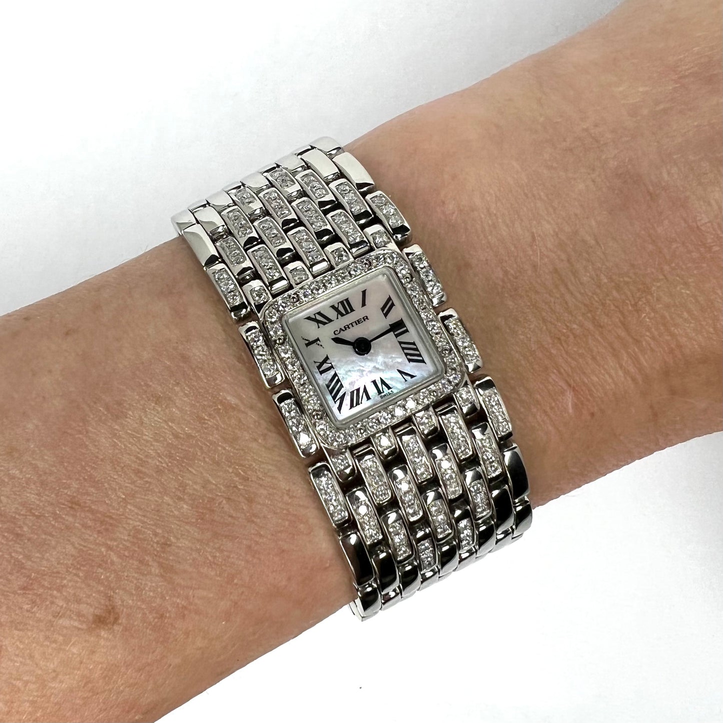 CARTIER PANTHERE RUBAN Quartz 21mm Steel 1.32TCW DIAMOND Watch