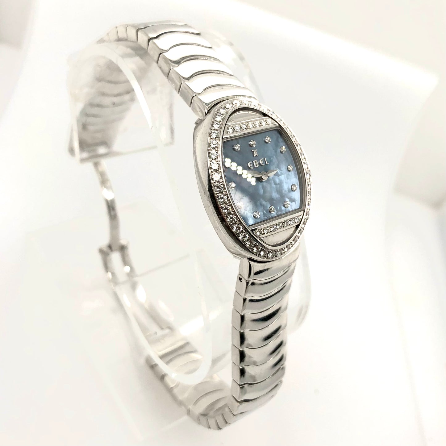 EBEL SATYA Quartz 22mm 18K White Gold Watch FACTORY Diamonds