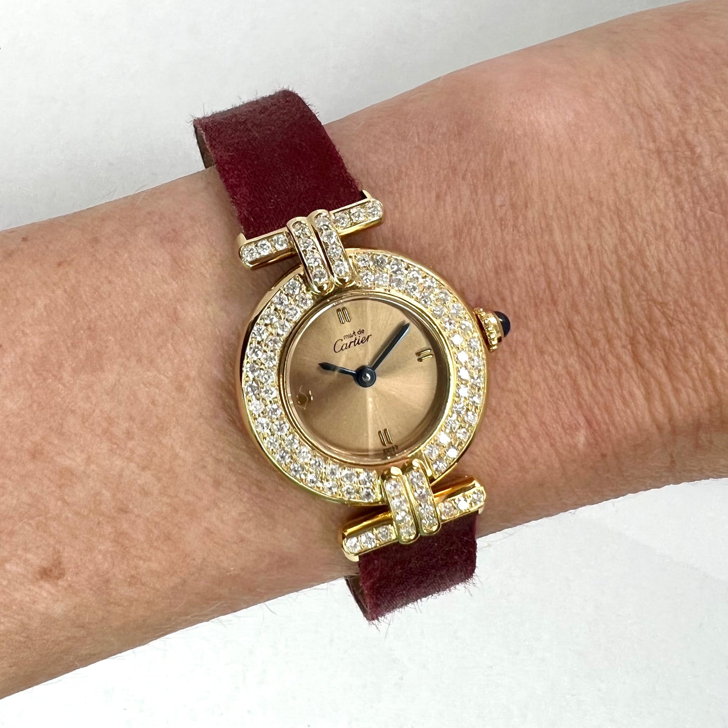 MUST DE CARTIER VERMEIL COLISÈE Quartz 24mm GP Silver 0.89TCW DIAMOND Watch