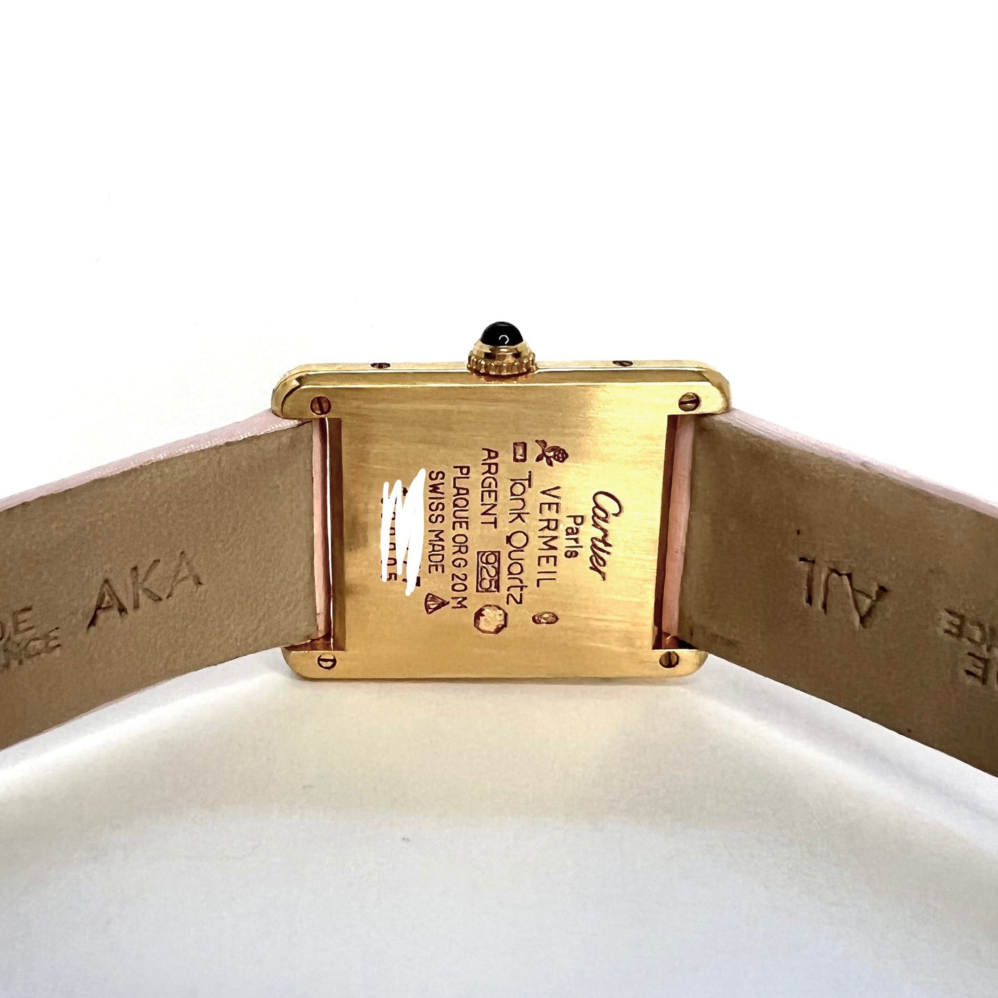 CARTIER TANK 23mm GP Silver 0.55TCW Diamond Watch Trinity Dial