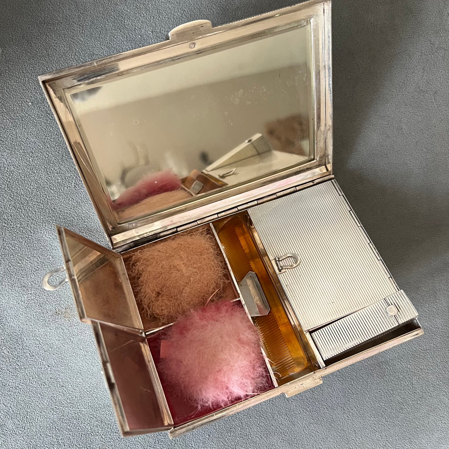 TIFFANY & CO. 925 Sterling Silver Makeup Kit 5.55x4.10x1.5” 580g + Dust Bag + Box