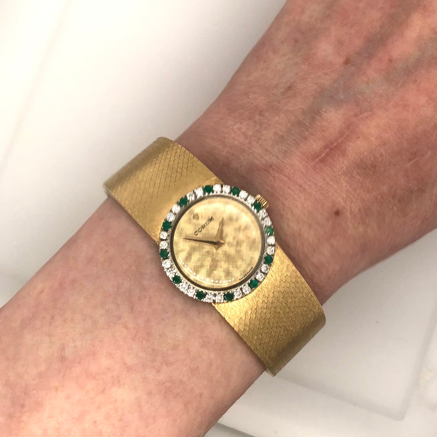 CORUM CORUM Mechanical 24mm 18K White & Yellow Gold FACTORY Diamonds & Emeralds Watch