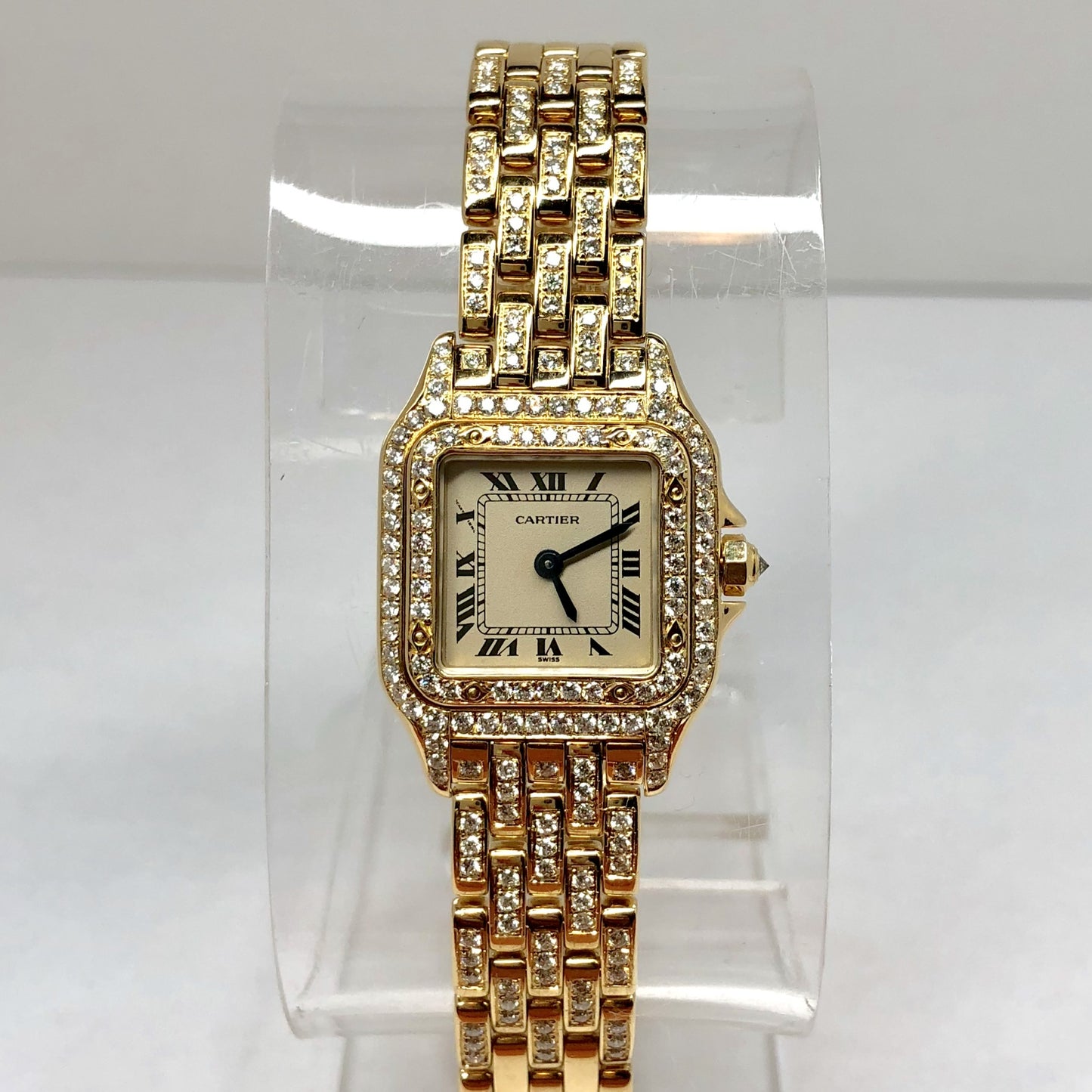CARTIER PANTHERE Quartz 23mm 18K Yellow Gold 3.2TCW DIAMONDS Watch