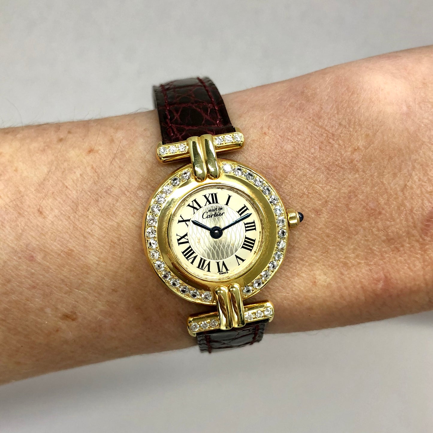 CARTIER VERMEIL COLISÈE Anniversary LMT ED Quartz 24mm GP Silver 0.67TCW DIAMOND Watch