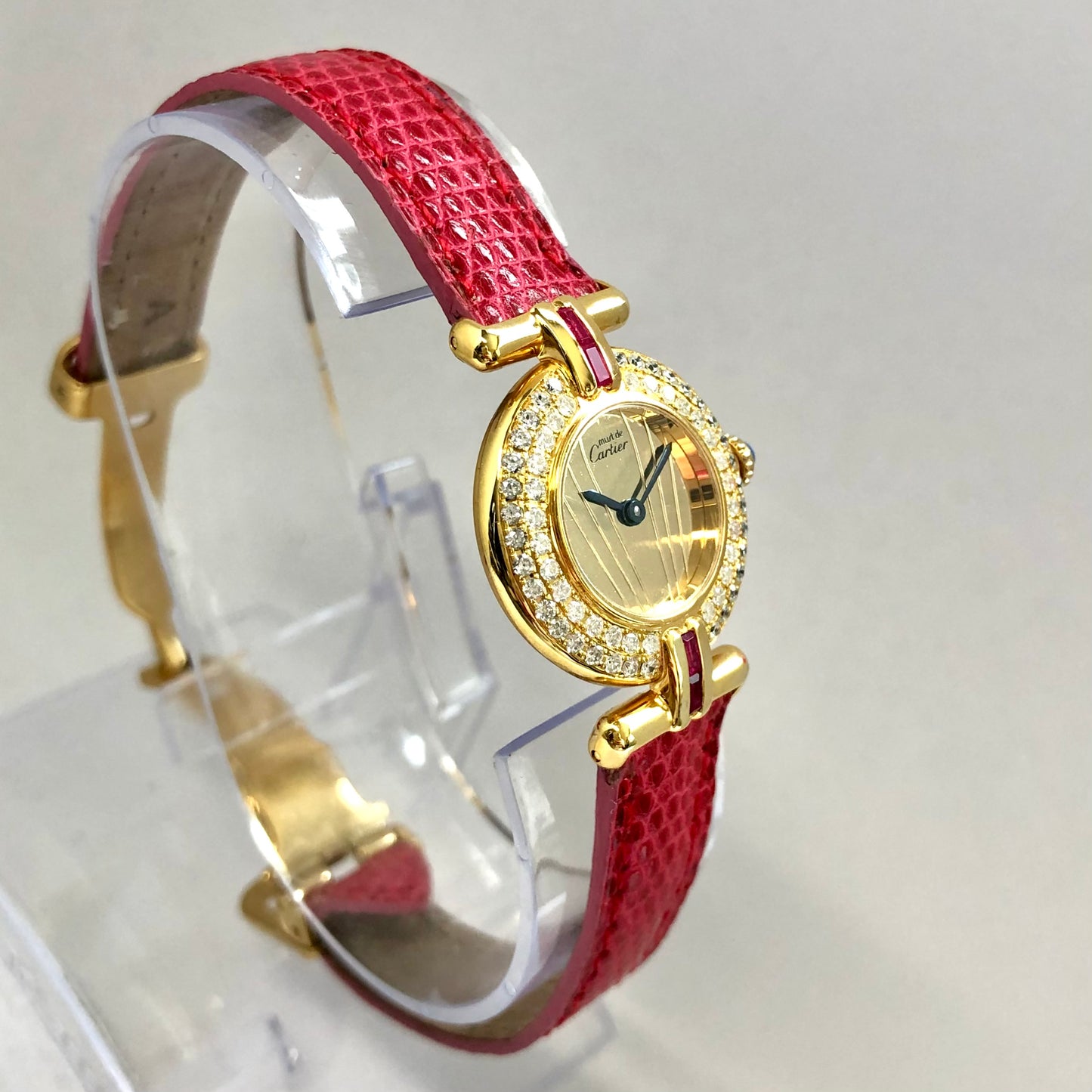 CARTIER VERMEIL COLISÈE Quartz 24mm GoldPlated Silver DIAMONDS
& Red Rubies Watch