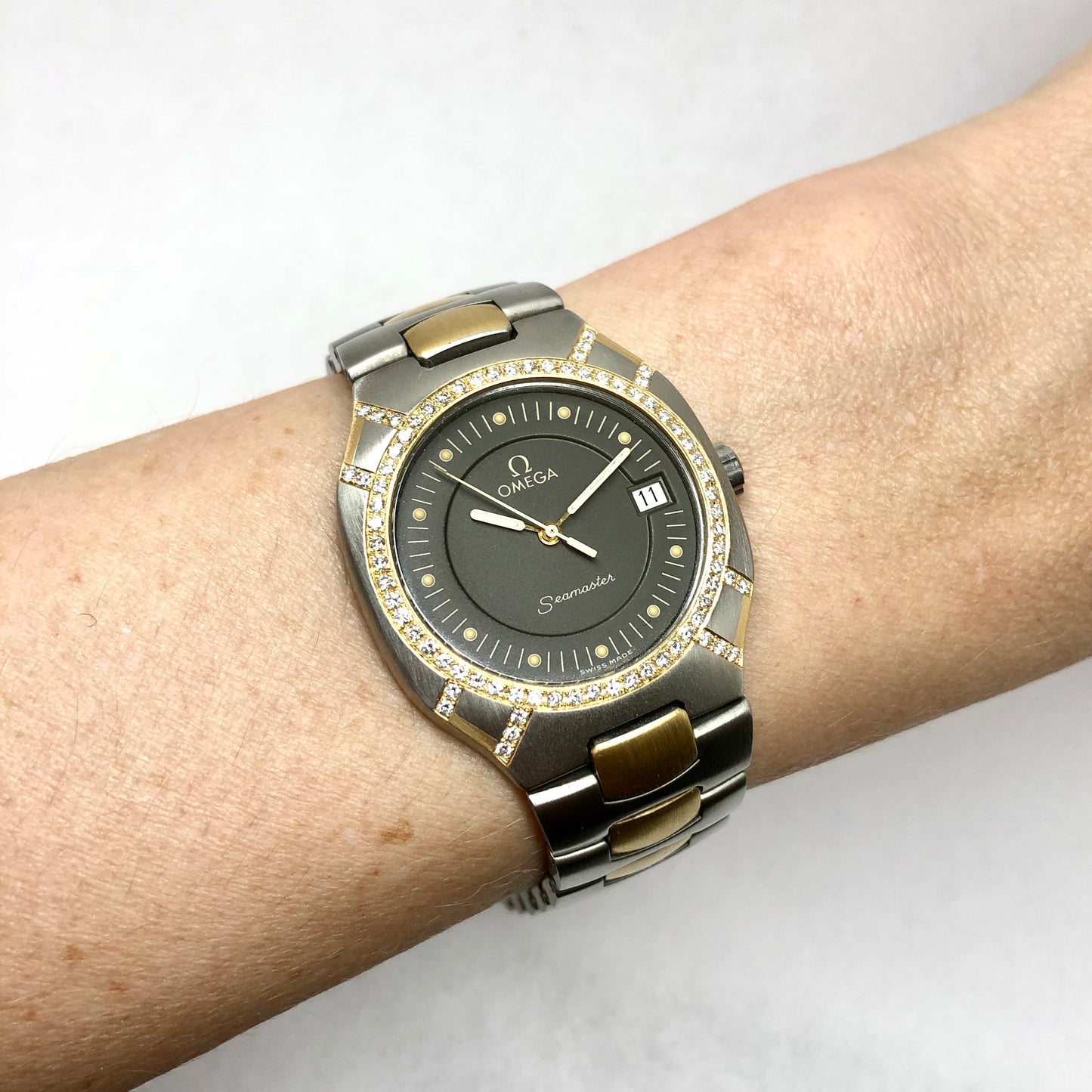 OMEGA SEAMASTER POLARIS Quartz 31mm 2 Tone 0.58TCW Diamond Watch