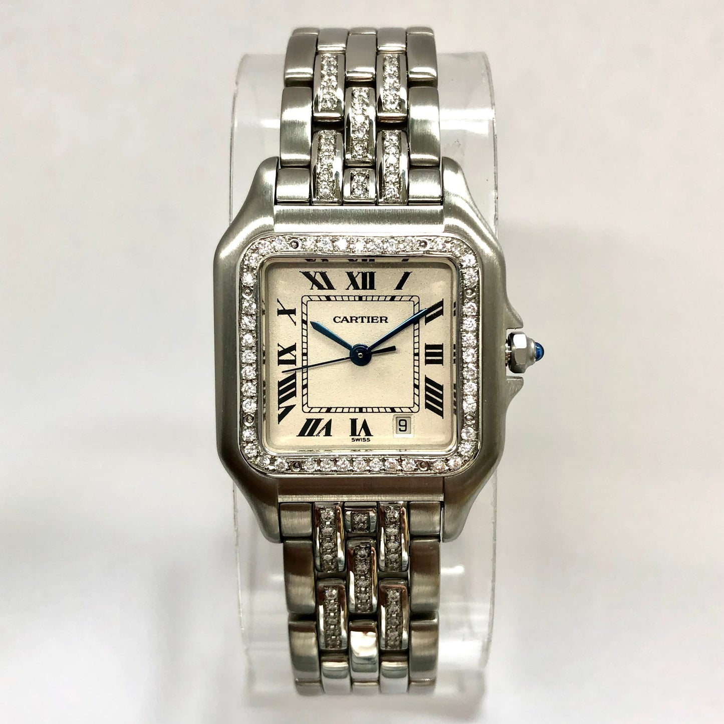 CARTIER PANTHERE Quartz 27mm Steel 1.5TCW Diamond Watch