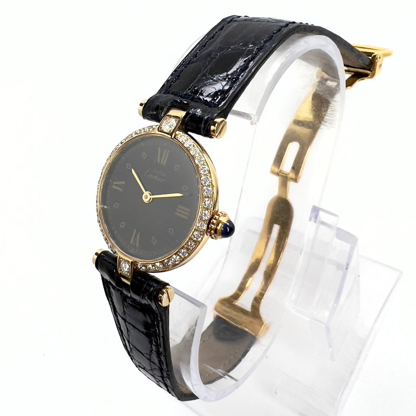MUST DE CARTIER VERMEIL 24mm Quartz GP Argent 0.68TCW Diamond Watch